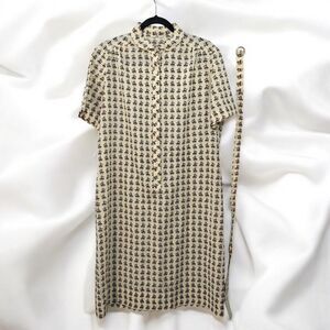 Vintage 80s Nautical Print Shirt Dress Button Front Midi‎ Casual Summer Dress M?